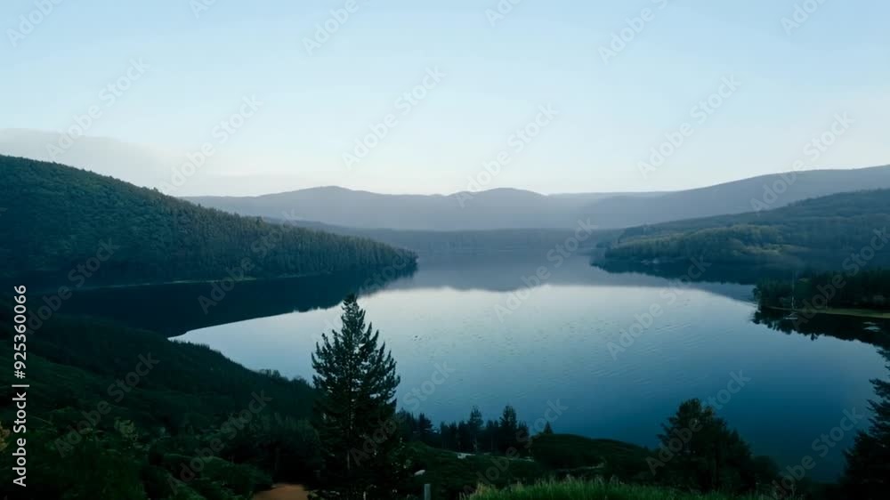 Tranquil Lake Surrounded by Mountains at Dawn Generative AI Tranquil Lake Surrounded by Mountains at Dawn Generative AI