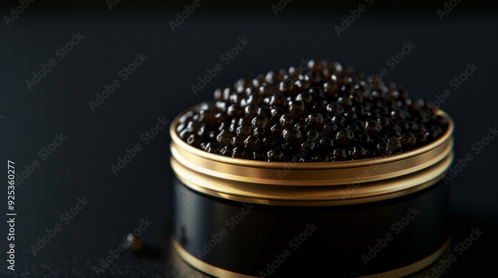 A close-up of a jar filled with black caviar against a dark background, highlighting luxury, sophistication, and the culinary delight. A close-up of a jar filled with black caviar against a dark background, highlighting luxury, sophistication, and the culinary delight.