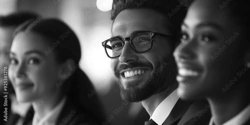 Business Meeting with Team of Smiling Individuals Business Meeting with Team of Smiling Individuals