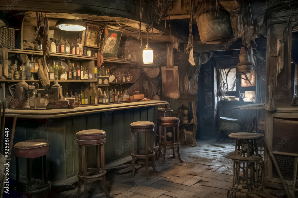 Gespenstischer Lost Place, verlassene Bar, Generative AI Gespenstischer Lost Place, verlassene Bar, Generative AI