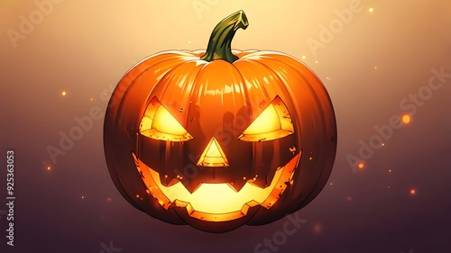 Spooky Halloween Bash: Evil Grinning Jack-O'-Lantern – Creepy Orange Pumpkin Carved with a Scary, Angry Smile and Glowing Eyes