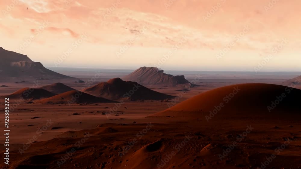 Mars Landscape With Reddish Hills and a Distant Horizon Generative AI
