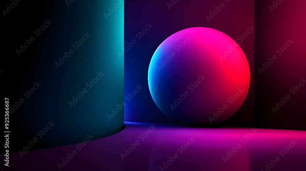 A vibrant abstract scene with a glowing sphere and colorful lighting. A vibrant abstract scene with a glowing sphere and colorful lighting.