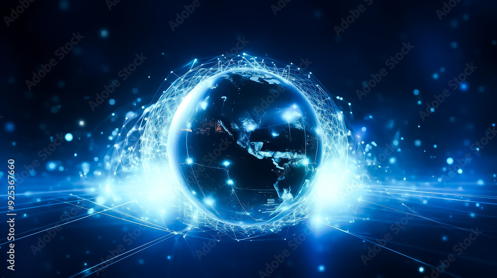 Obraz premium A world with a world map on the bottom, background with globe and stars, background with globe, earth in space