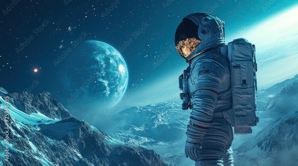 Astronaut Gazing at a Distant Planet Astronaut Gazing at a Distant Planet