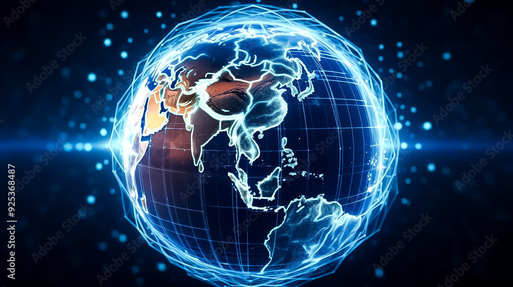 Obraz premium A world map with a world map and the world map, globe with code, world map with binary code, world map and binary code