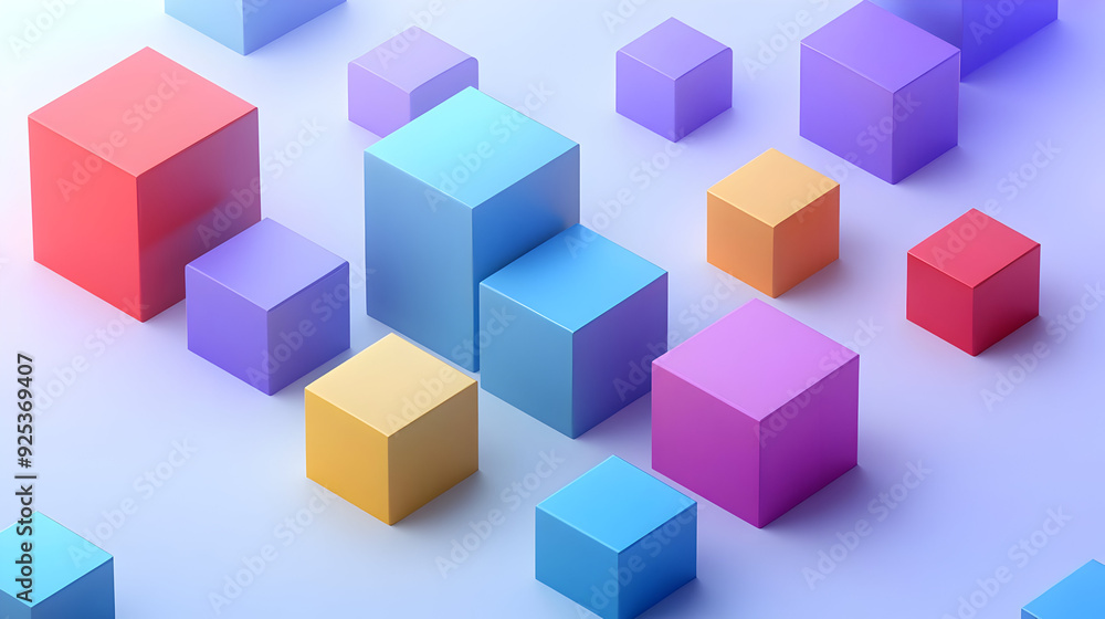 A vibrant arrangement of colorful 3D cubes on a gradient background. A vibrant arrangement of colorful 3D cubes on a gradient background.