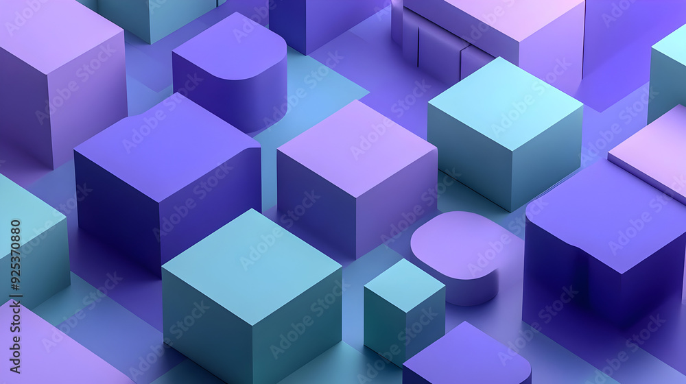 A vibrant arrangement of geometric shapes in purple and teal hues, creating a modern design. A vibrant arrangement of geometric shapes in purple and teal hues, creating a modern design.