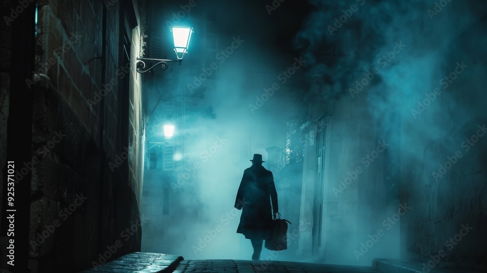Mysterious Robber in Foggy Alley - Film Noir Inspired Scene for Crime Thriller Concepts Mysterious Robber in Foggy Alley - Film Noir Inspired Scene for Crime Thriller Concepts