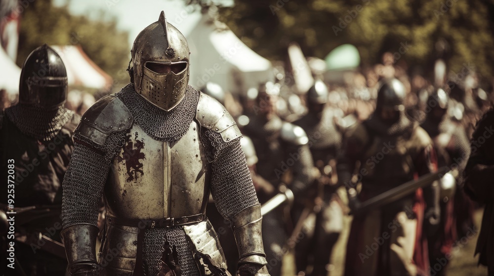 Medieval Parade of Fearless Knights with Iron Shells and Weapons Medieval Parade of Fearless Knights with Iron Shells and Weapons