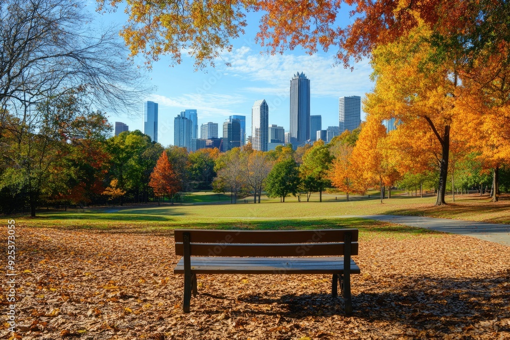 Nc Charlotte. North Carolina Downtown Cityscape View from Marshall Park in Autumn Season Nc Charlotte. North Carolina Downtown Cityscape View from Marshall Park in Autumn Season