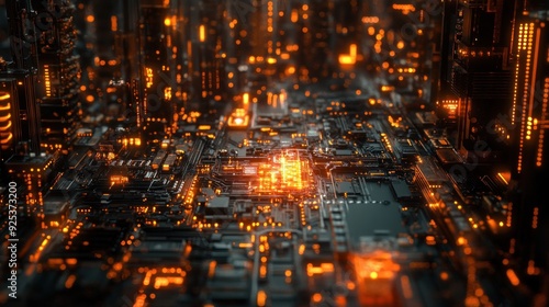 Wallpaper Mural Abstract Cityscape of Digital Circuits Torontodigital.ca