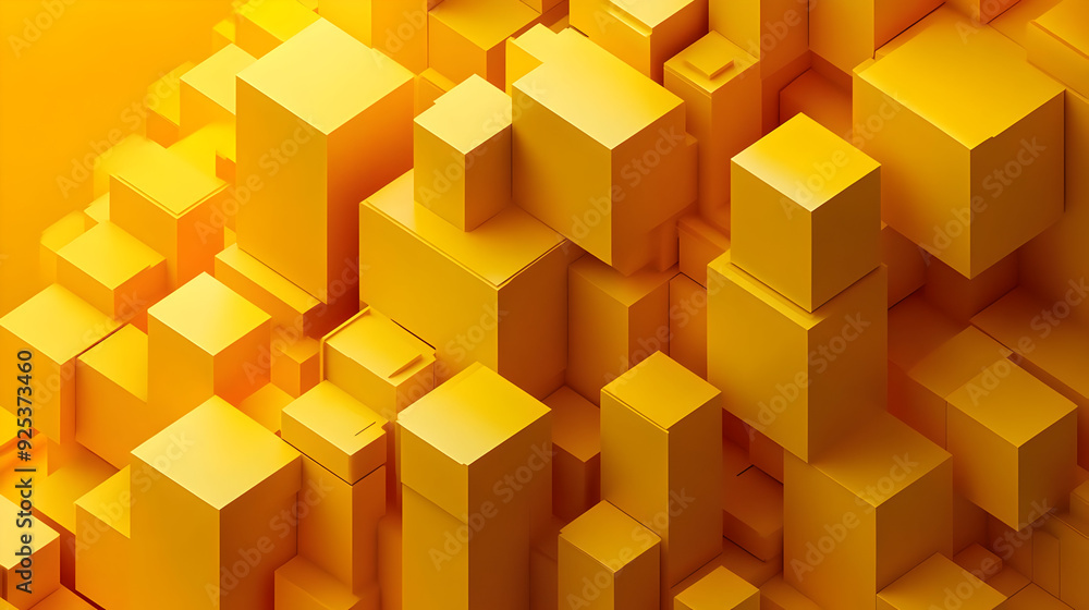 A vibrant arrangement of yellow geometric shapes and boxes creating a modern visual effect. A vibrant arrangement of yellow geometric shapes and boxes creating a modern visual effect.