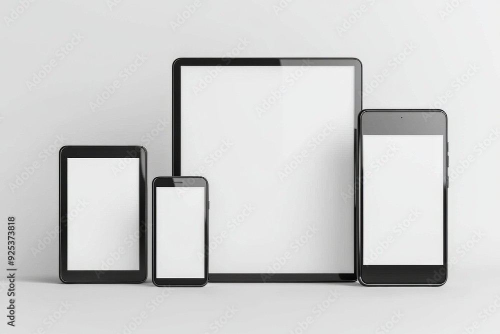 Multiple responsive screen and mobile devices mockup created with Generative AI Multiple responsive screen and mobile devices mockup created with Generative AI