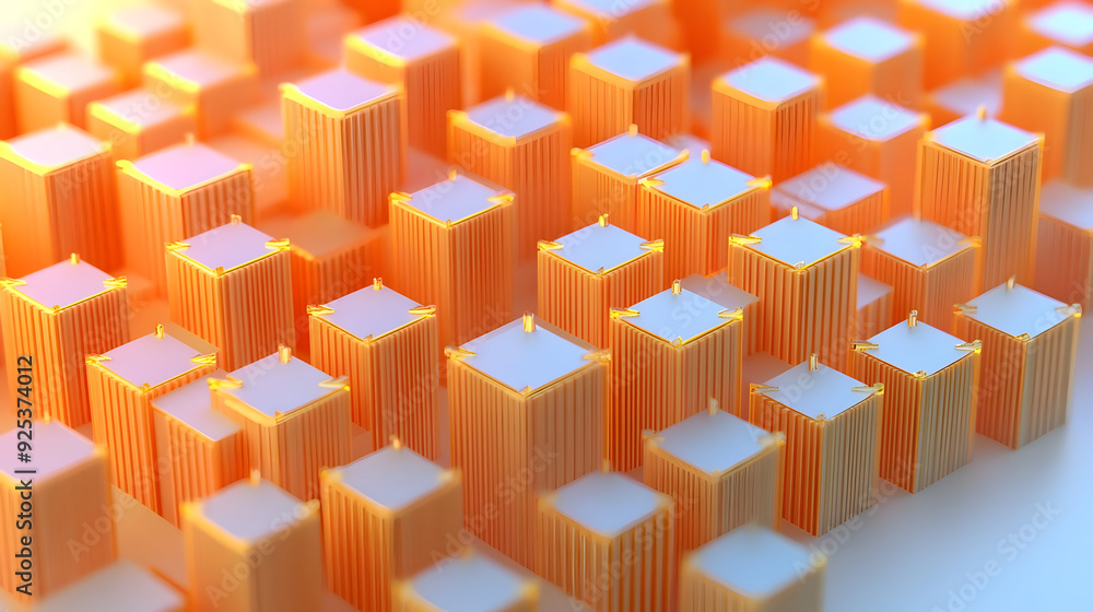 A vibrant array of geometric blocks with a glowing effect. A vibrant array of geometric blocks with a glowing effect.