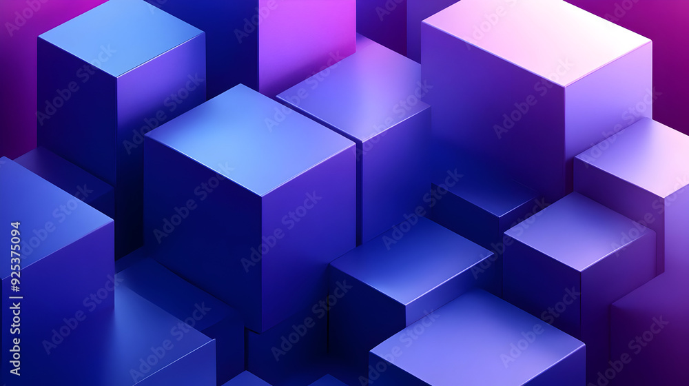 A vibrant composition of 3D geometric cubes in shades of blue and purple. A vibrant composition of 3D geometric cubes in shades of blue and purple.