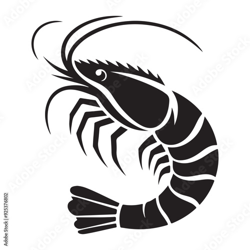 Shrimp Silhouette Vector, This is an editable and printable vector
