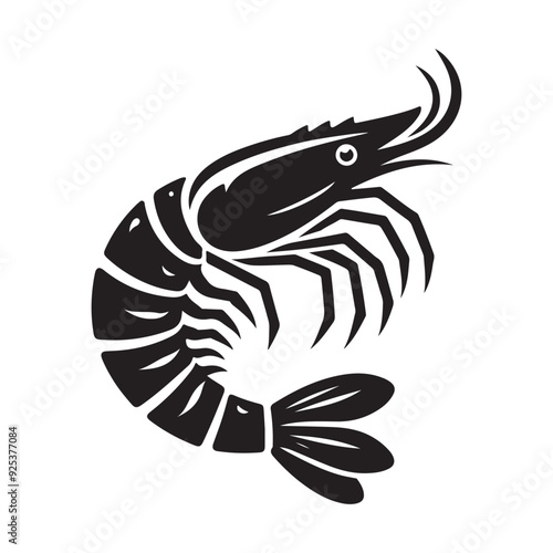 Shrimp Silhouette Vector, This is an editable and printable vector