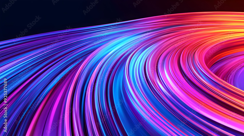 A vibrant wave of colorful light trails creating an abstract digital artwork. A vibrant wave of colorful light trails creating an abstract digital artwork.