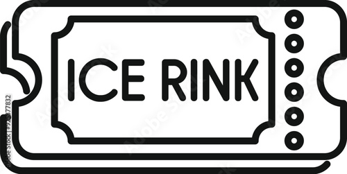 Simple line icon of an ice rink ticket granting access for ice skating, perfect for representing winter activities