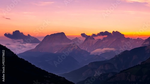 Wallpaper Mural Vibrant Sunset Over Majestic Mountains With Colorful Sky Generative AI Torontodigital.ca