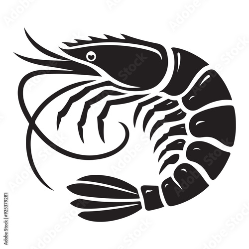 Shrimp Silhouette Vector, This is an editable and printable vector