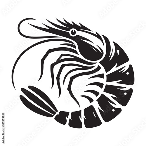 Shrimp Silhouette Vector, This is an editable and printable vector