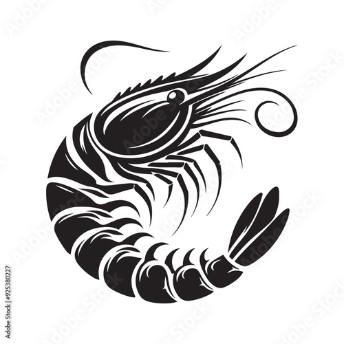 Shrimp Silhouette Vector, This is an editable and printable vector