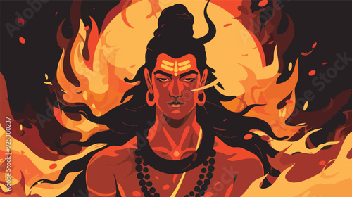 Lord Shiva Hindu God Illustration Fire Background Mahadev Mahakal Religious Deity Spiritual India Mythology Hinduism Artwork Transparent Background