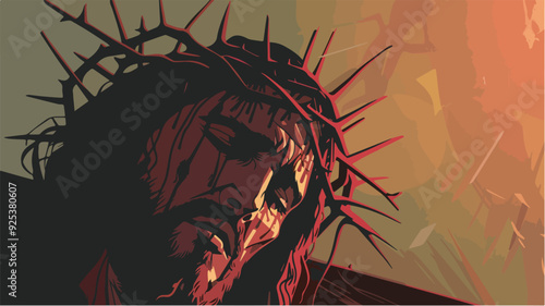 Jesus Christ Crown Of Thorns Suffering Son Of God Religious Christian Illustration Savior Crucifixion Faith Hope Love God Easter Sunday Good Friday Redeemer Messiah Biblical Gospel