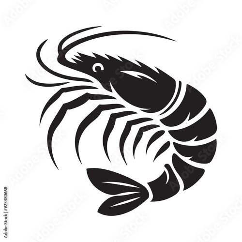 Shrimp Silhouette Vector, This is an editable and printable vector