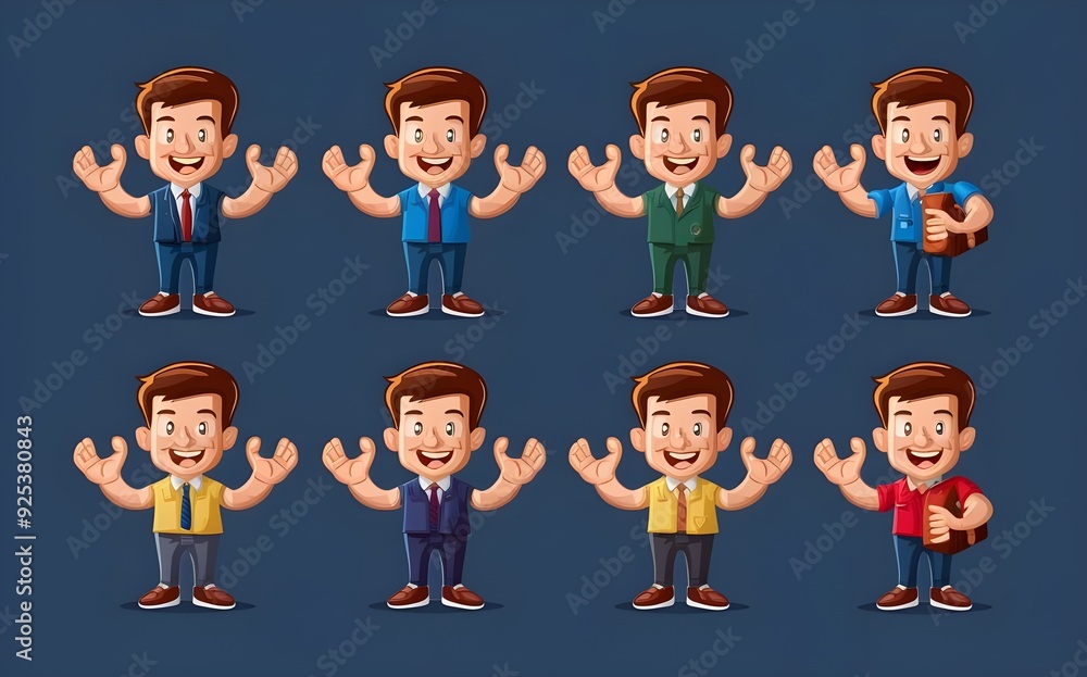 Set of Stylish Young Businessmen in Casual Attire Cartoon Vector Illustration Set of Stylish Young Businessmen in Casual Attire Cartoon Vector Illustration