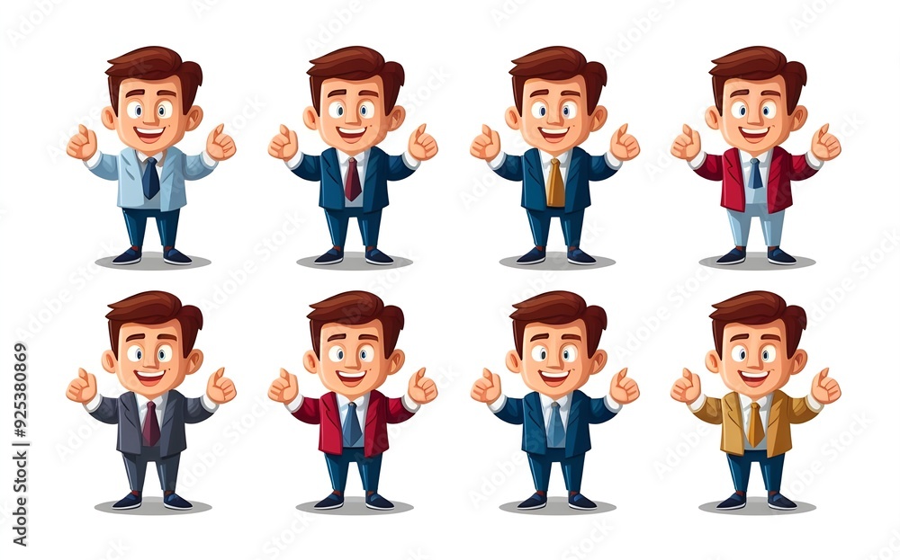 Set of Stylish Young Businessmen in Casual Attire Cartoon Vector Illustration Set of Stylish Young Businessmen in Casual Attire Cartoon Vector Illustration