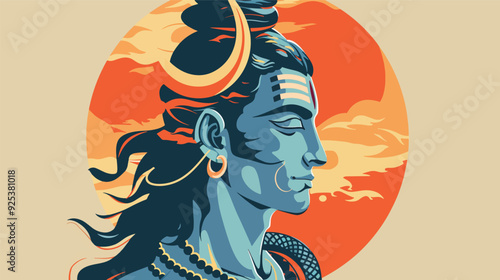 Lord Shiva Hindu God Mahadev Meditation Spirituality India Sunset Graphic Illustration Transparent Background