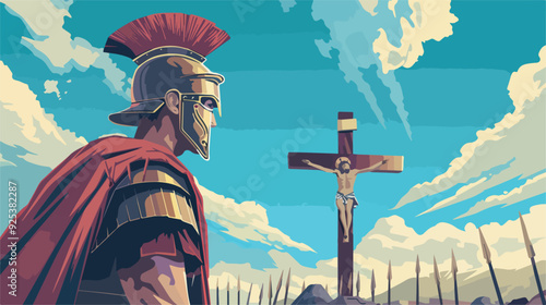 Roman Soldier Witnessing Crucifixion Jesus Christ Christian Faith Religious Illustration Transparent Background