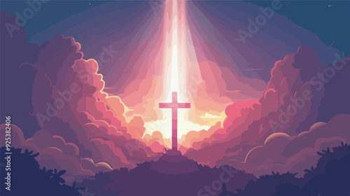 Christian Cross Cloudscape Heaven Jesus God Religious Faith Spiritual Background Illustration Wallpaper Sunset Sunrise Light Hope Belief Glory Silhouette Dramatic Inspiration Easter Good Friday Lent