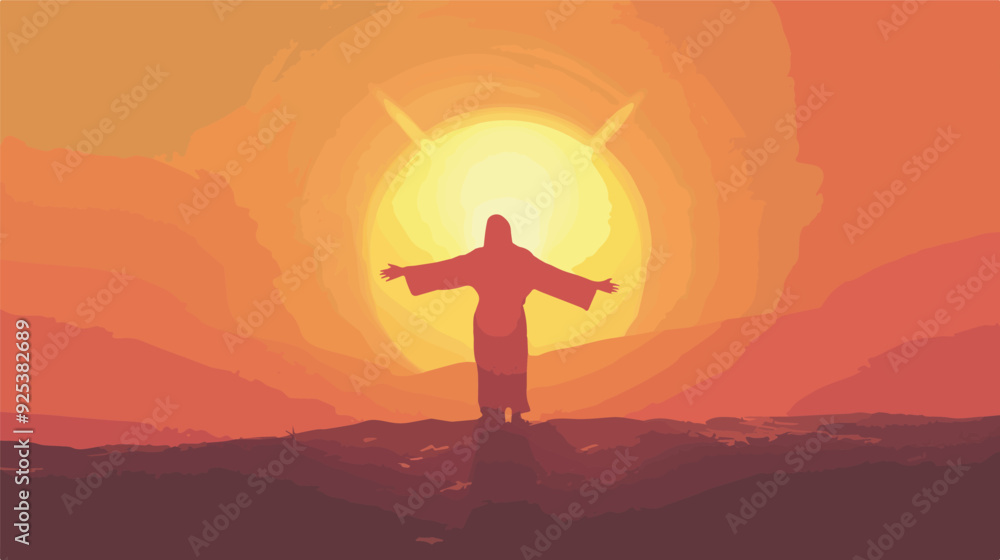 Jesus Christ Silhouette Standing On Hill With Open Arms Against Cloudy Sunset Sky Religion Faith Christianity Concept Transparent Background Jesus Christ Silhouette Standing On Hill With Open Arms Against Cloudy Sunset Sky Religion Faith Christianity Concept Transparent Background