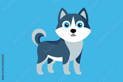 Cute husky dog cartoon vector art illustration