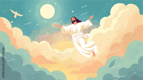 Ascension Jesus Christ cloudy sky background easter resurrection christianity religious illustration spiritual heaven faith hope love holy bible god divine miracle ascension day transparent background