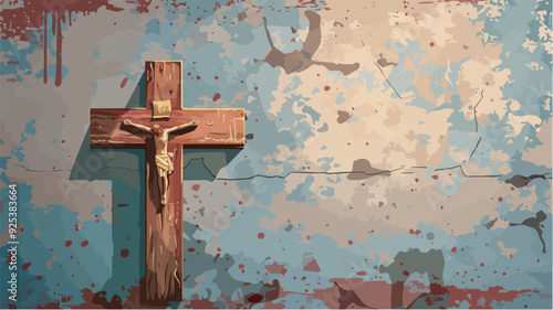 Wooden crucifix on grunge background faith Christianity religion religious symbol Jesus Christ crucifixion Calvary Easter Good Friday sacrifice redemption salvation hope love God spiritual transparent