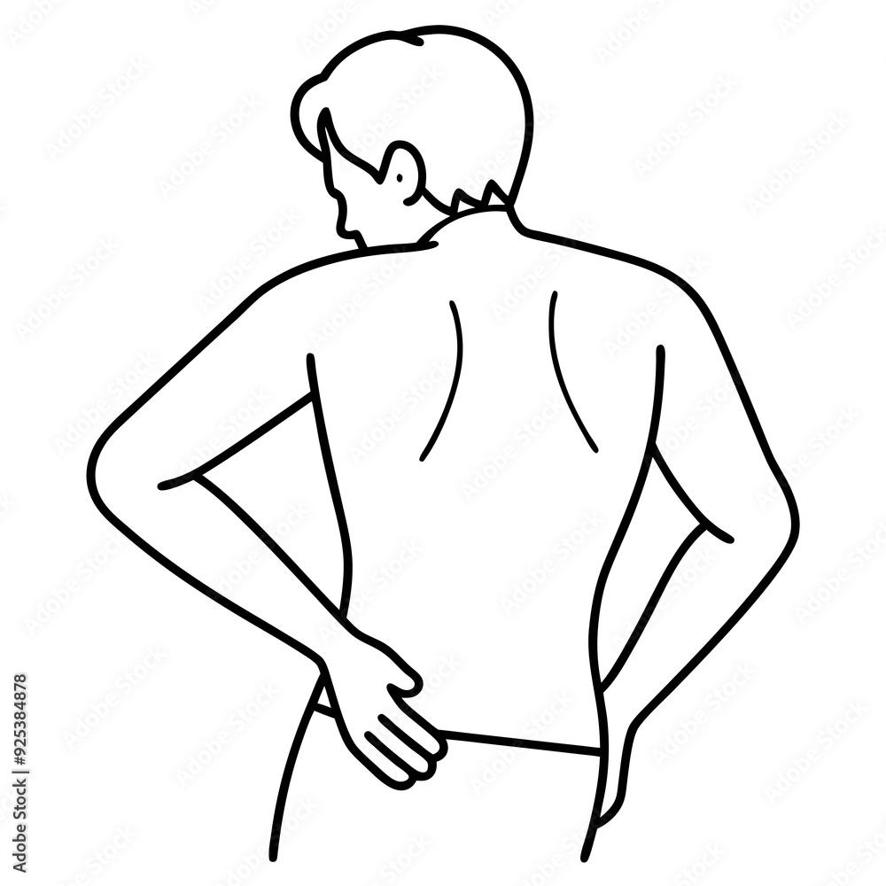 Dolor de espalda line art vector illustration Dolor de espalda line art vector illustration