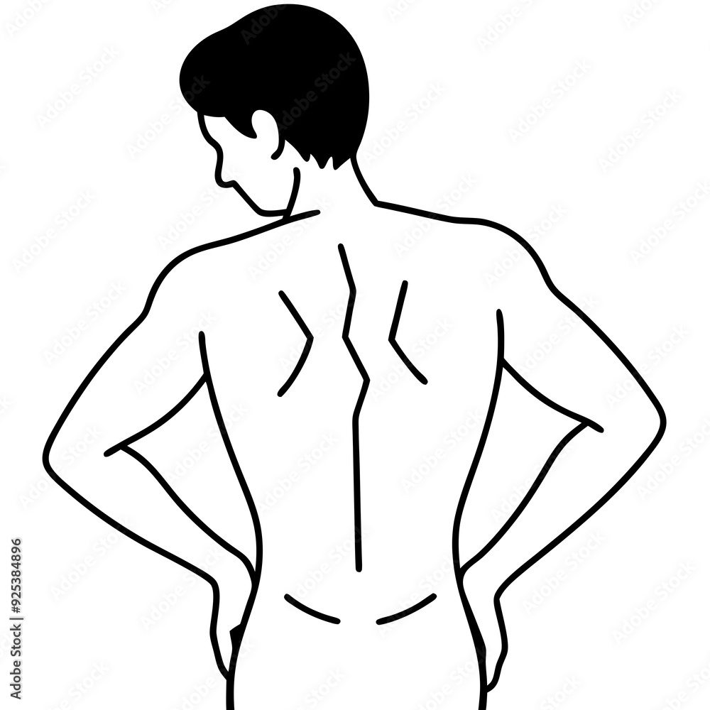 Dolor de espalda line art vector illustration Dolor de espalda line art vector illustration