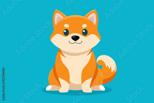 Cute shiba inu dog sitting cartoon vector art illustration