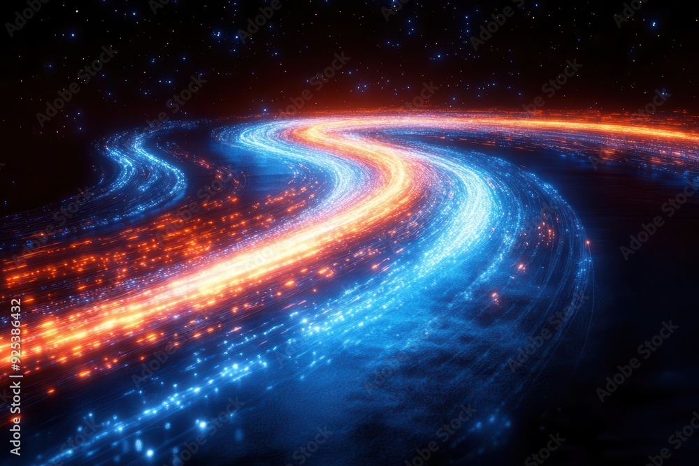 highspeed light trails forming intricate network glowing blue and white streaks against dark background representing data transfer and connectivity highspeed light trails forming intricate network glowing blue and white streaks against dark background representing data transfer and connectivity