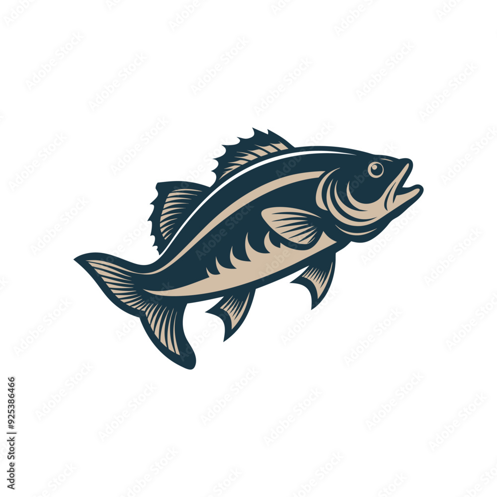 Bass fish vector isolated illustration design Bass fish vector isolated illustration design