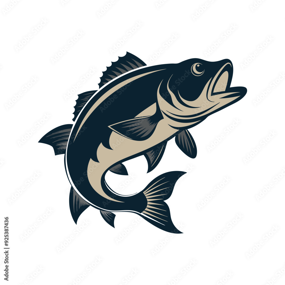 Obraz premium Bass fish vector isolated illustration design