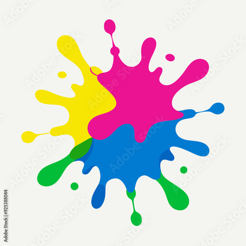 Paint splatter pink ,green ,blue ,yellow art vector illustration