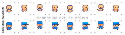 Pixel art character for the game. Sprite run animation for 2d games