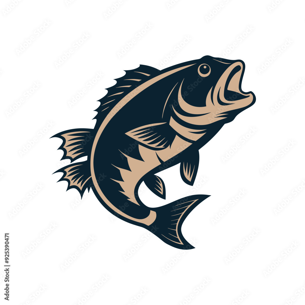 Naklejka premium Bass fish vector isolated illustration design