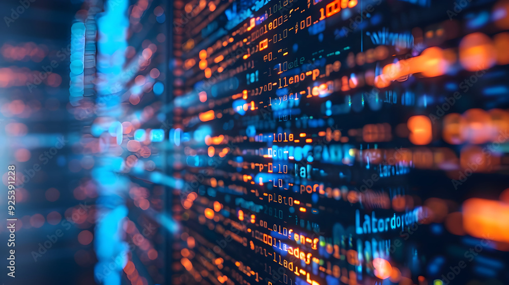Abstract Code Background with Blue and Orange Bokeh Abstract Code Background with Blue and Orange Bokeh